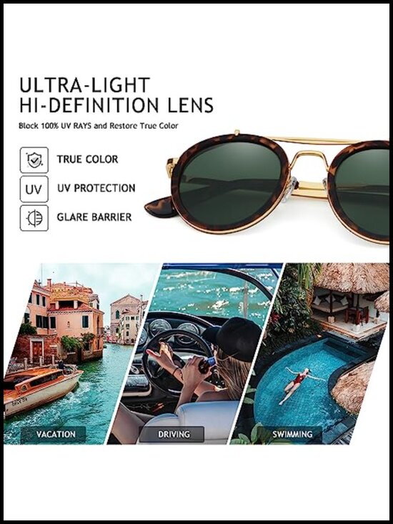 Steampunk Double Bridge Round Polarized Sunglasses Metal Frame main image 4